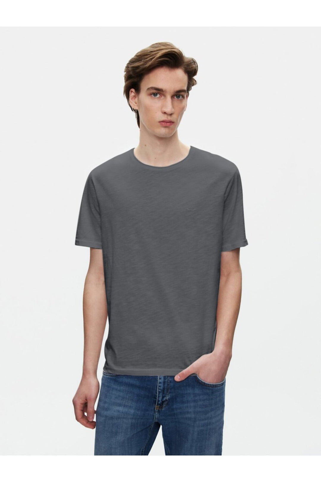 LTB T-shirt Basique Anthracite Col Ras du Cou à Manches Courtes - Anthracite