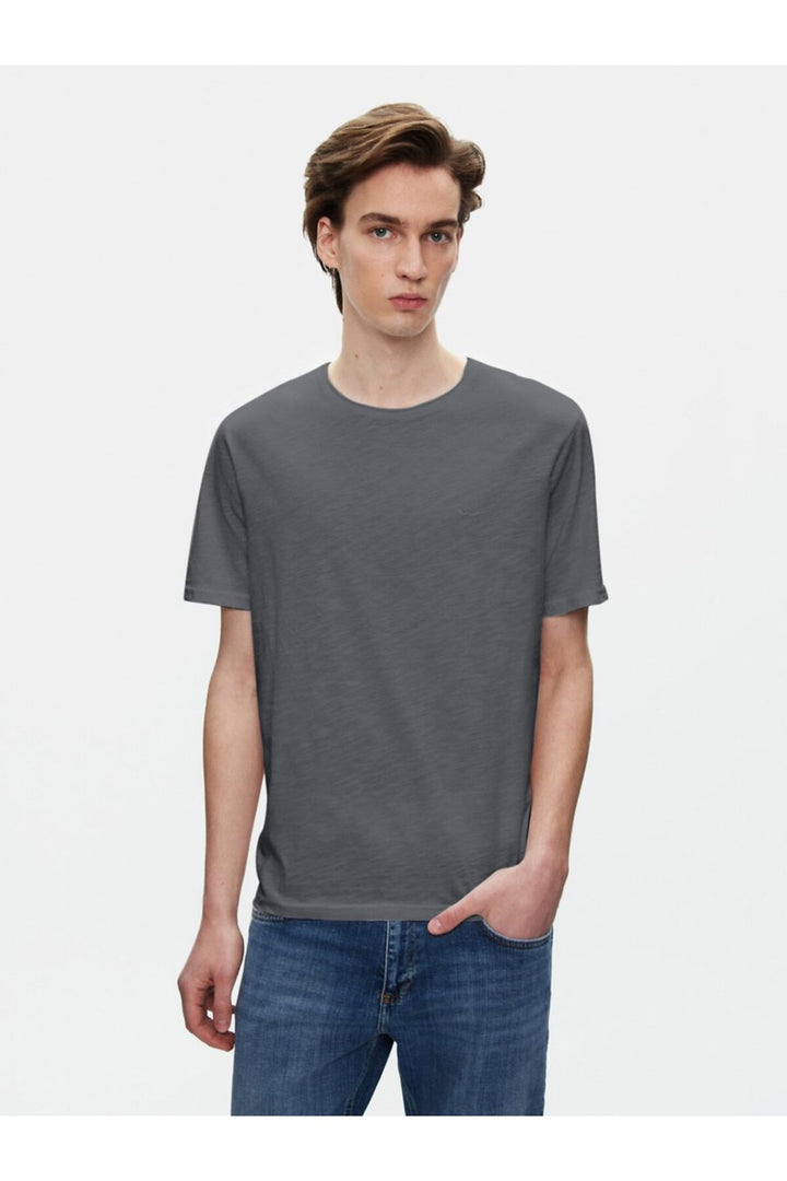 LTB T-shirt Basique Anthracite Col Ras du Cou à Manches Courtes - Anthracite