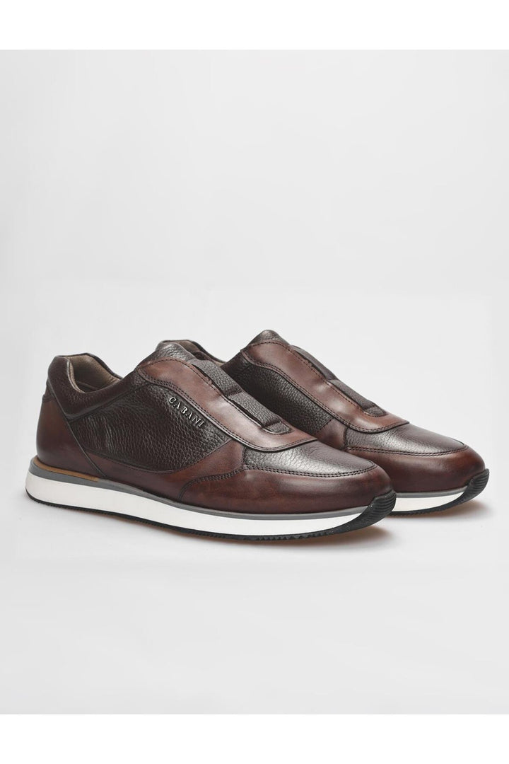 Cabani Shoes Chaussures de sport pour hommes en cuir véritable marron - Marron