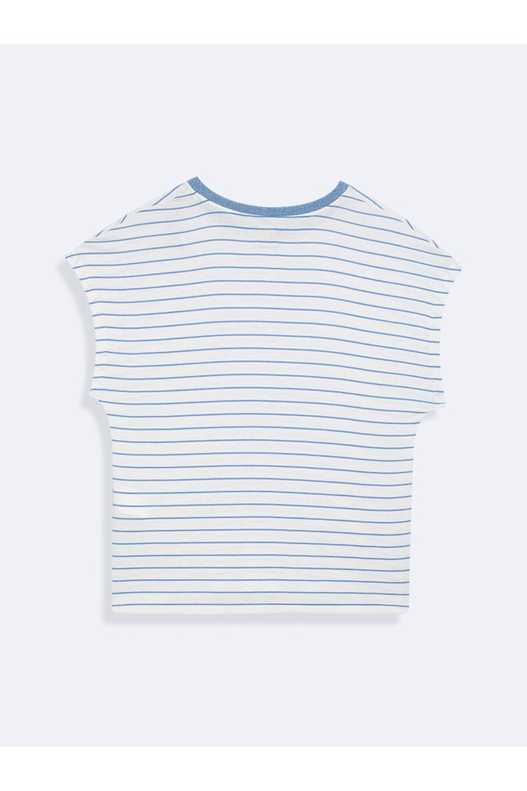 LTB T-shirt blanc à rayures avec détails de manches en simili col. - Blanc