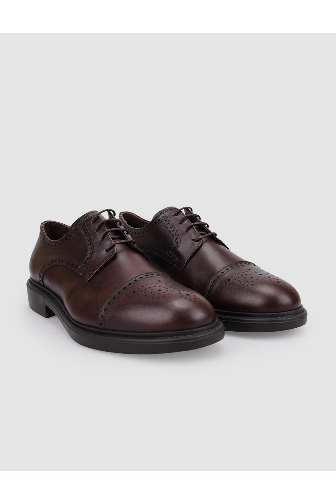 Cabani Shoes Chaussures de ville pour hommes en cuir véritable 100 % marron à lacets - Marron