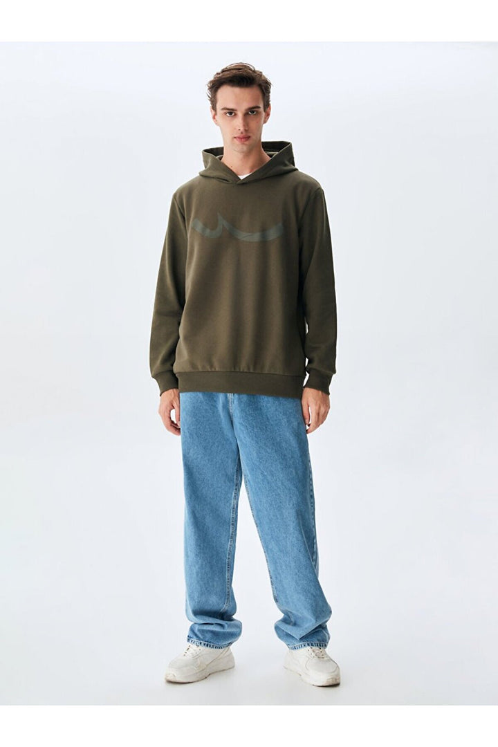 LTB Sweatshirt vert regular fit sans fermeture éclair avec capuche à logo - Vert_13878
