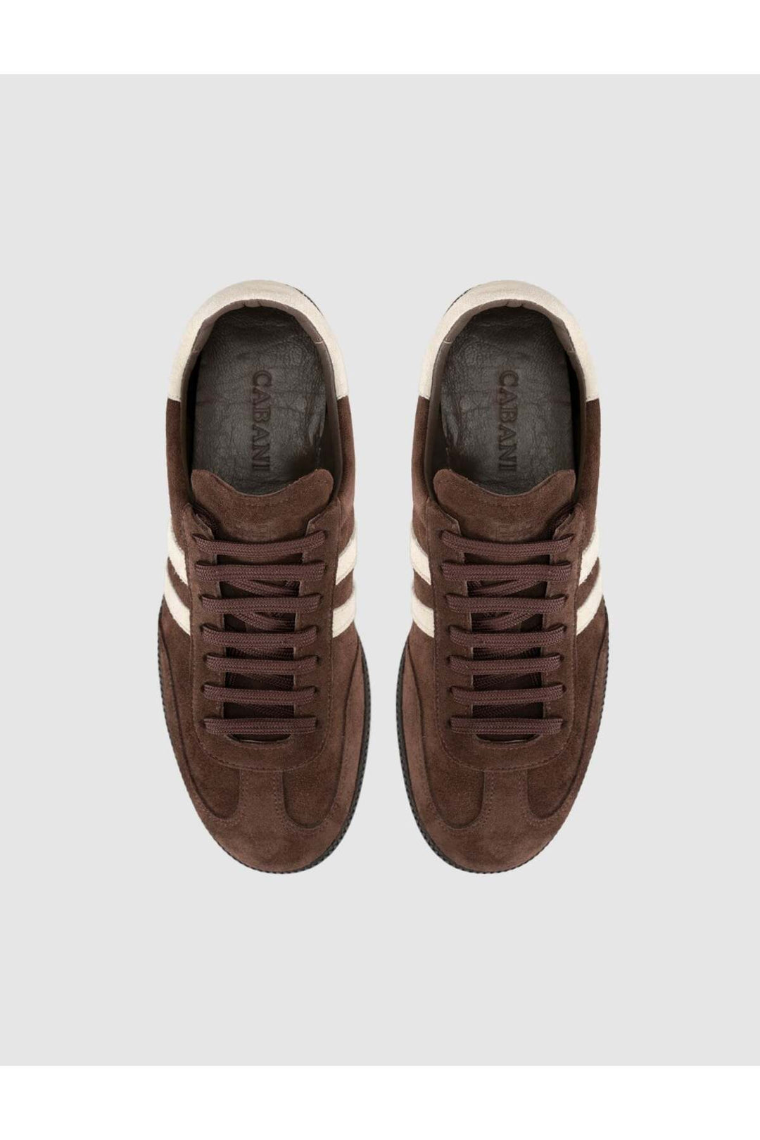 Cabani Shoes Baskets femme en cuir suédé avec détails crème marron - Multicolore