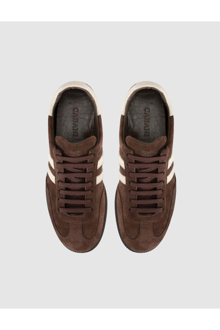 Cabani Shoes Baskets femme en cuir suédé avec détails crème marron - Multicolore