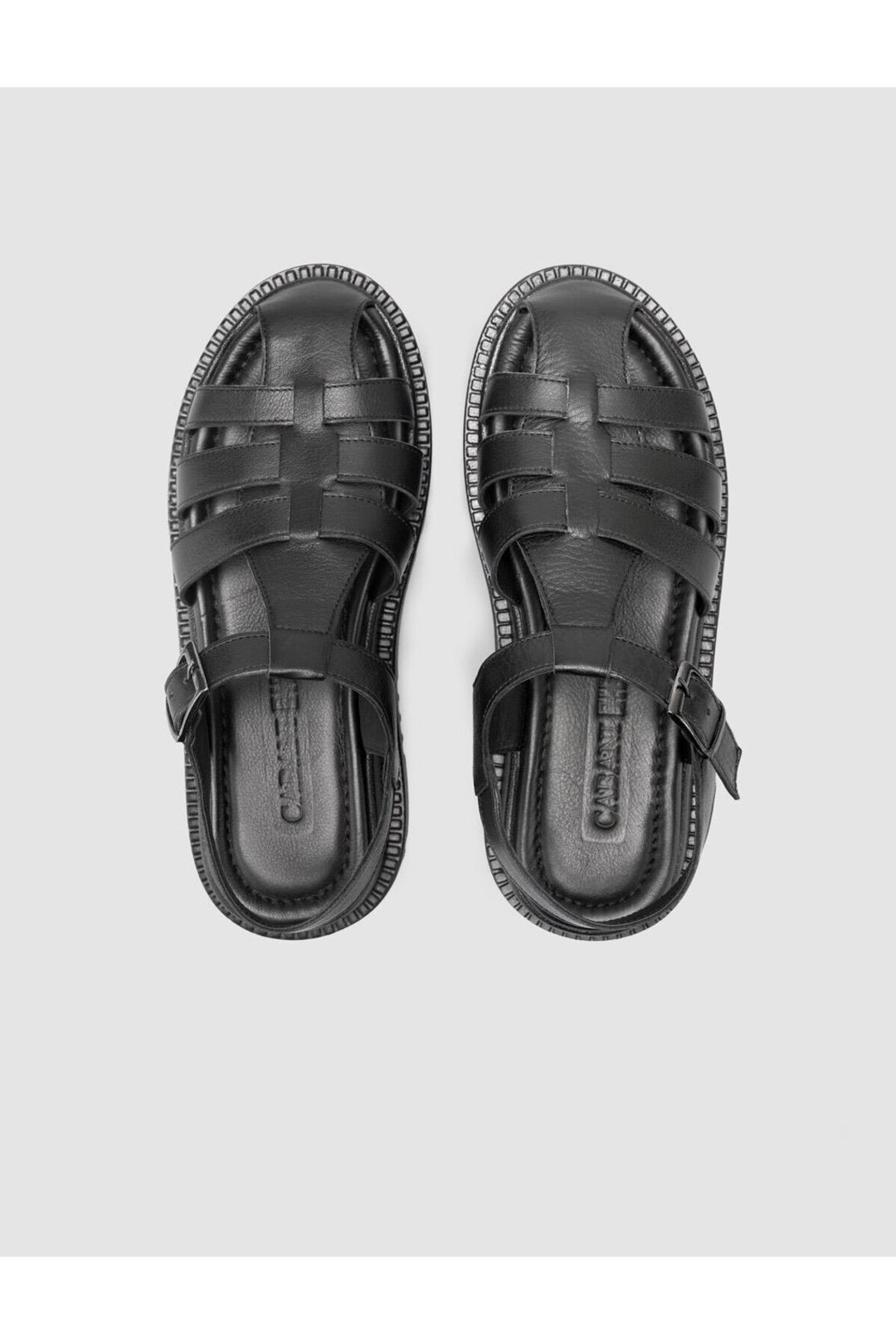 Cabani Shoes %100 Cuir véritable Sandales noires pour femmes - Multicolore