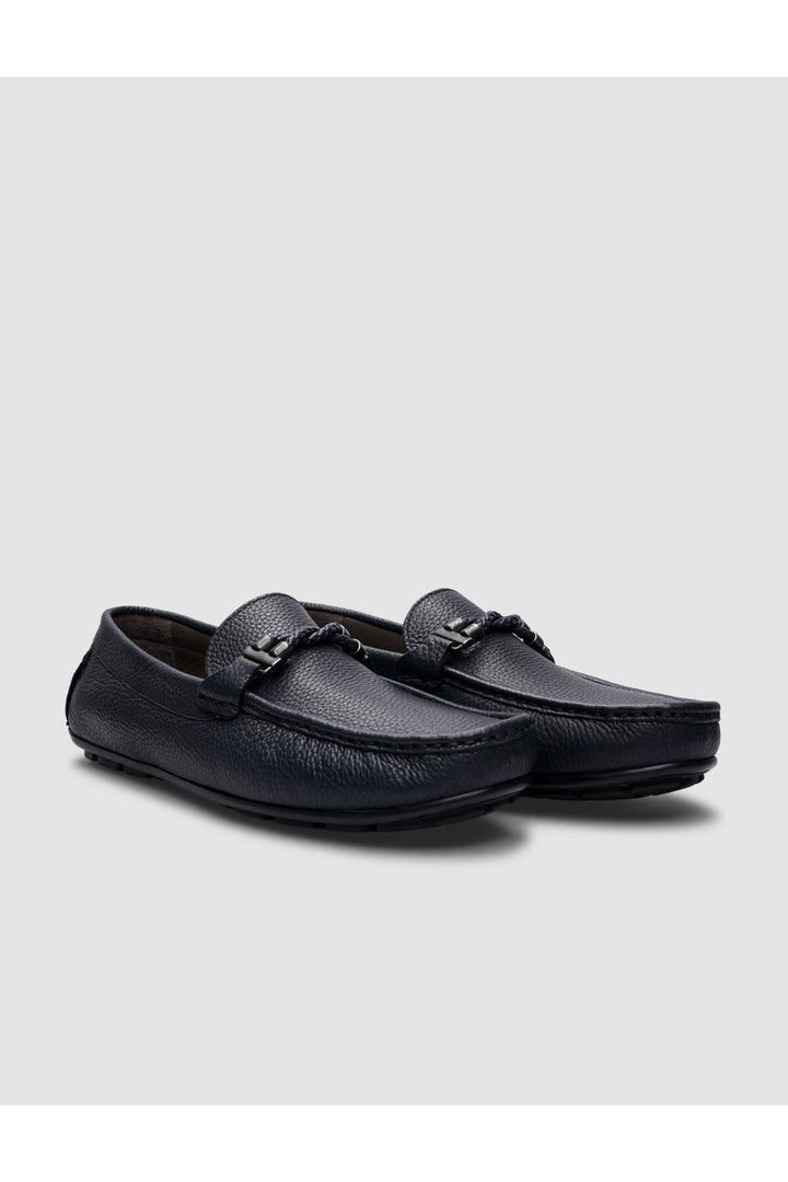 Cabani Shoes Mocassins pour hommes en cuir véritable bleu marine - Bleu marine