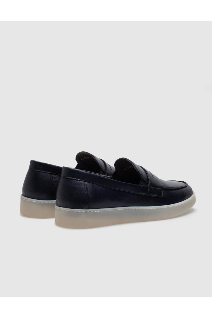 Cabani Shoes Chaussures de ville pour hommes en cuir véritable avec ceinture bleu marine. - Bleu marine