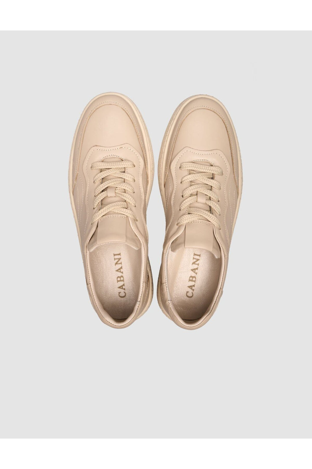 Cabani Shoes Baskets pour femmes en cuir véritable beige à lacets - Beige