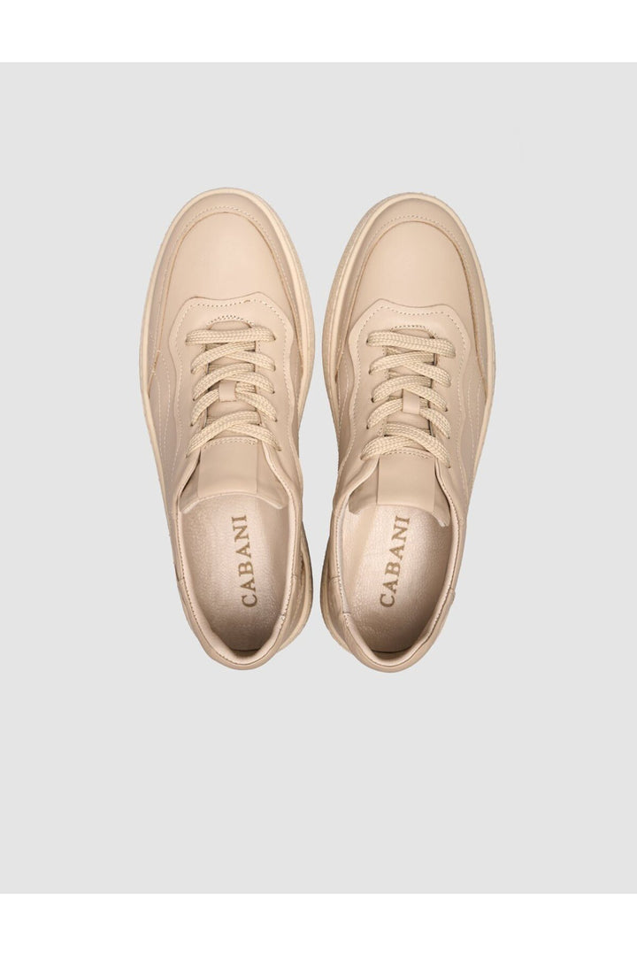 Cabani Shoes Baskets pour femmes en cuir véritable beige à lacets - Beige