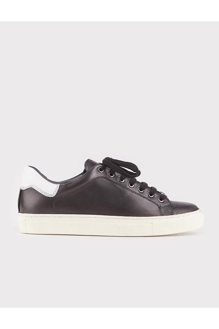 Cabani Shoes Baskets de sport pour femmes en cuir véritable noir à lacets - Multicolore