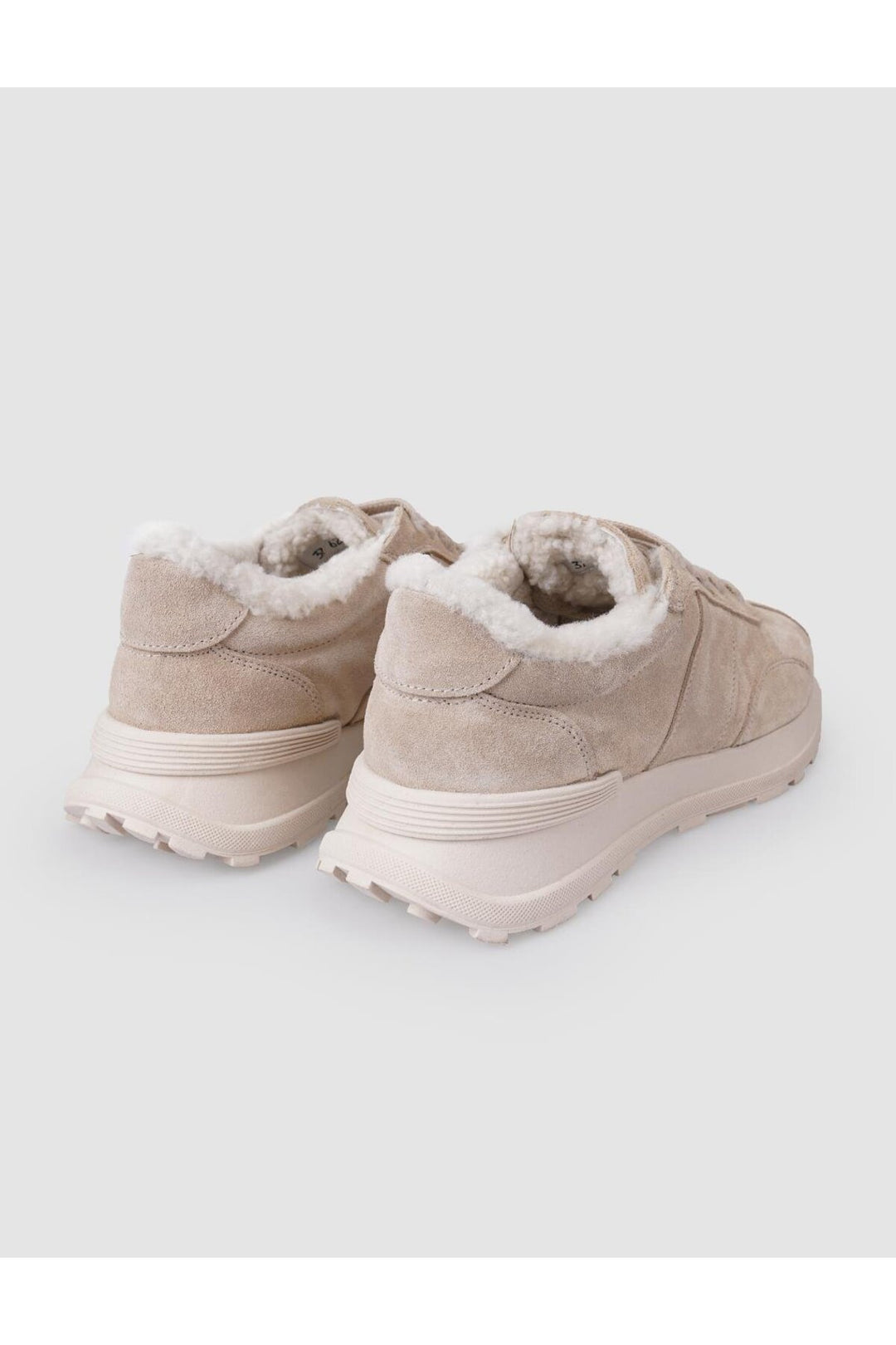 Cabani Shoes Baskets sportives pour femmes en cuir véritable beige en suède avec fourrure. - Multicolore
