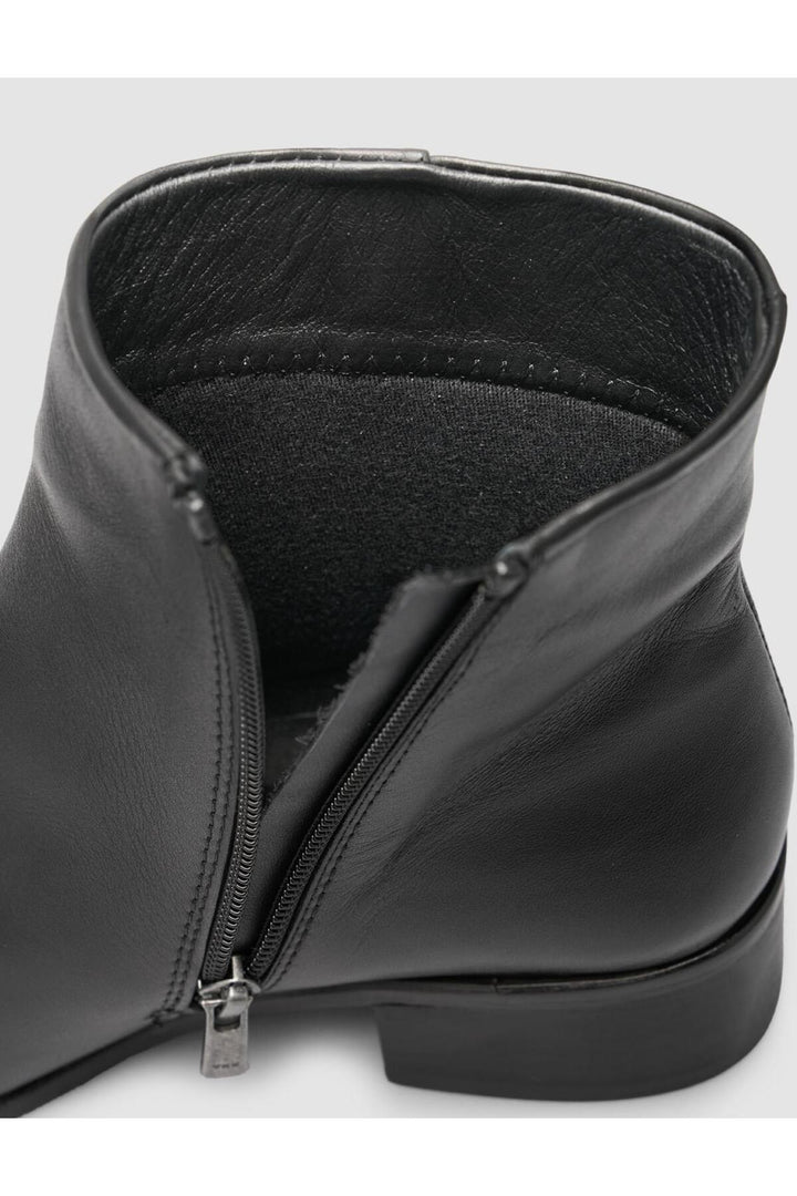 Cabani Shoes Bottines plates à bout pointu en cuir véritable noir pour femmes 100% - Multicolore