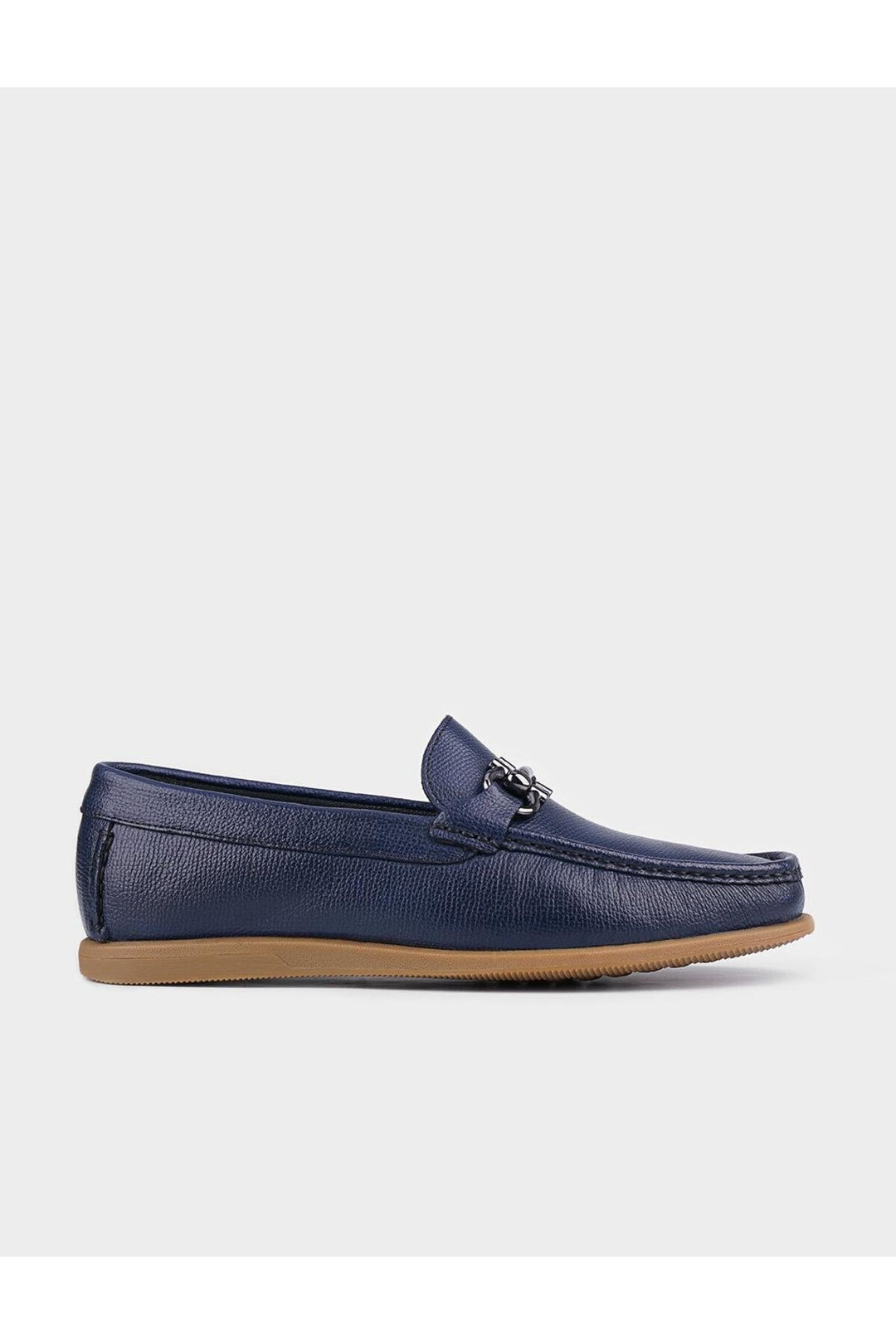 Cabani Shoes Chaussures de ville pour hommes en cuir véritable bleu marine avec accessoires en métal. - Bleu marine