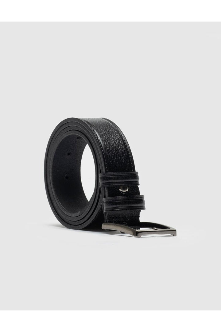 Cabani Shoes Ceinture classique pour homme en cuir véritable noir de 3,5 cm avec couture. - Multicolore