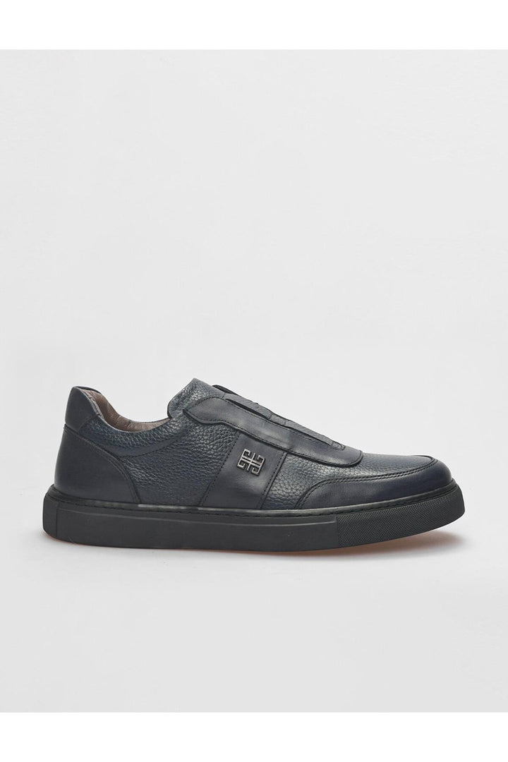 Cabani Shoes Chaussures de sport pour hommes en cuir véritable bleu marine - Bleu marine