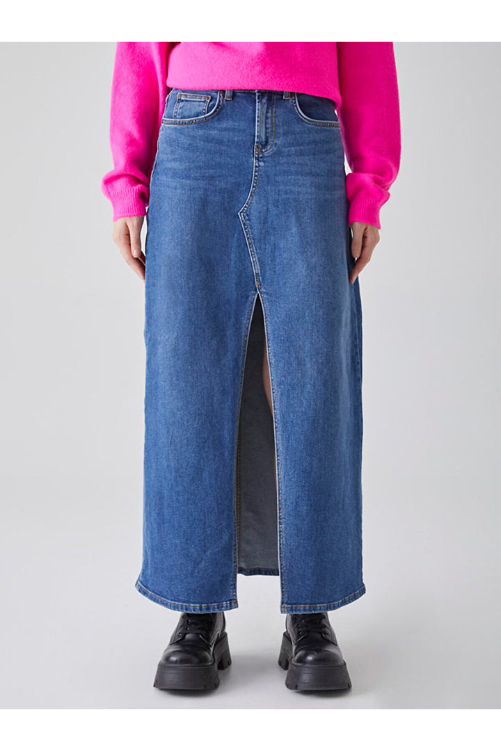 LTB Jupe en jean taille haute longue Mımosa - orta Bleu_54656