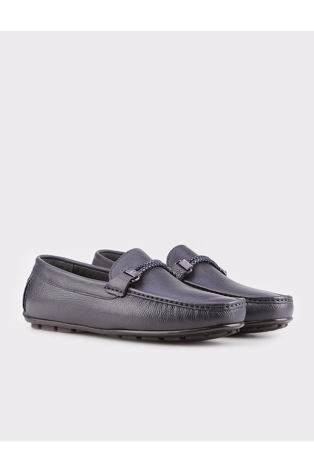 Cabani Shoes Mocassins pour hommes en cuir véritable avec semelle en caoutchouc bleu marine - Bleu marine