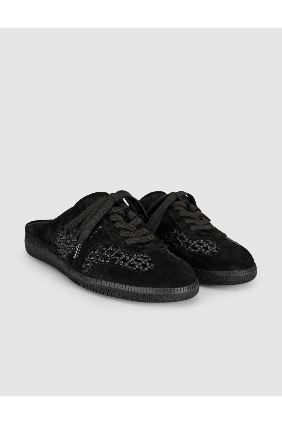 Cabani Shoes Baskets mule femme en cuir véritable noir - Multicolore