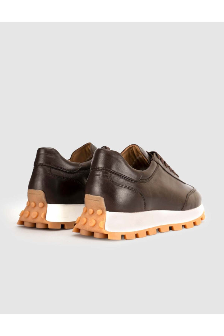 Cabani Shoes Baskets pour femmes en cuir véritable marron - Marron