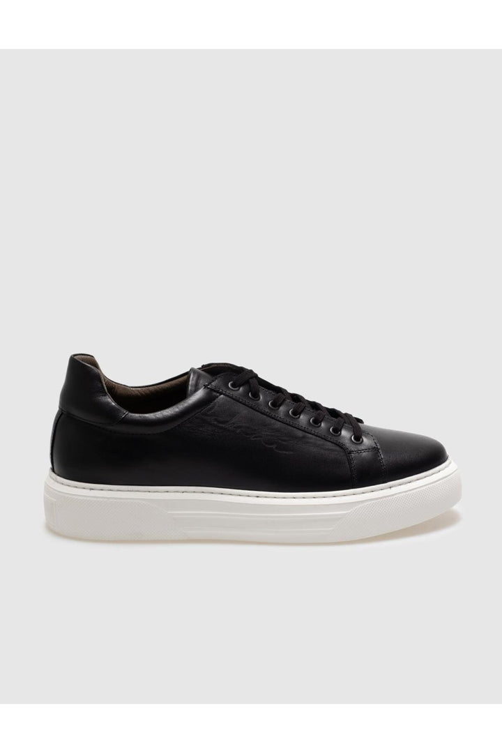 Cabani Shoes Chaussures de sport pour hommes en cuir véritable noires à lacets - Noir