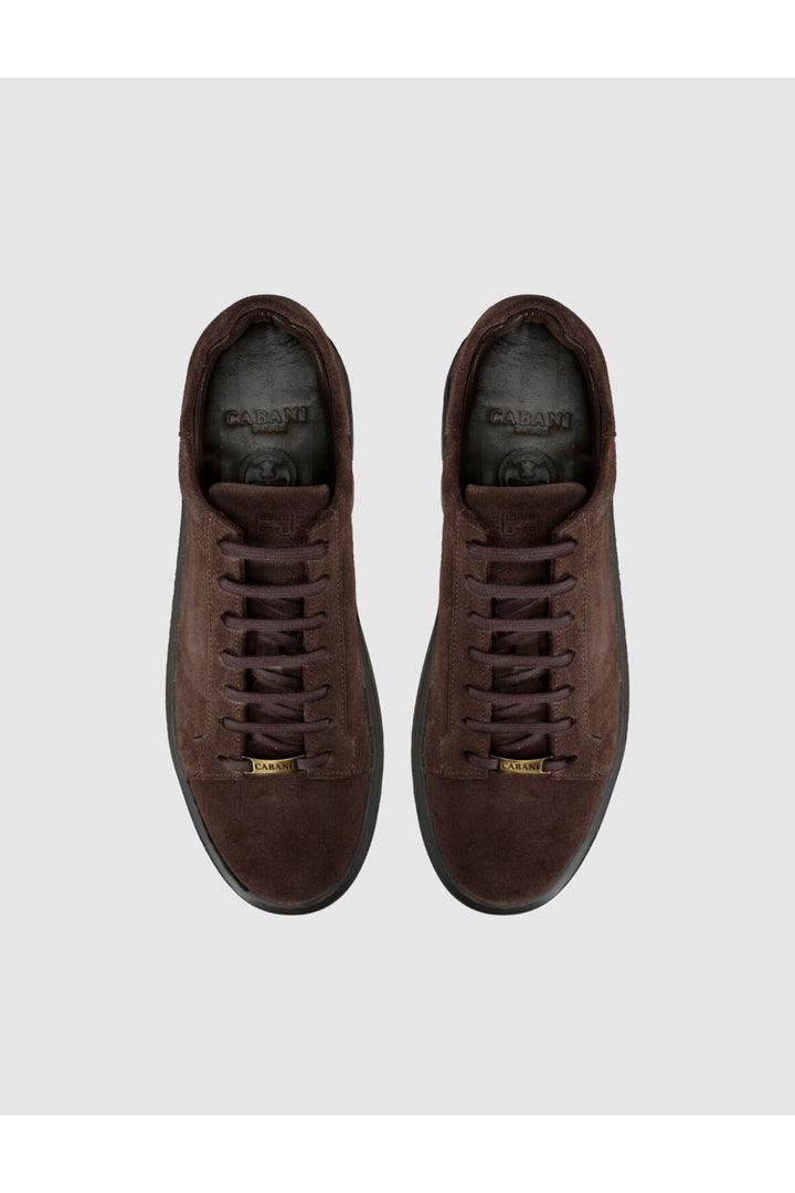 Cabani Shoes Baskets décontractées pour hommes en cuir suédé véritable marron - Marron