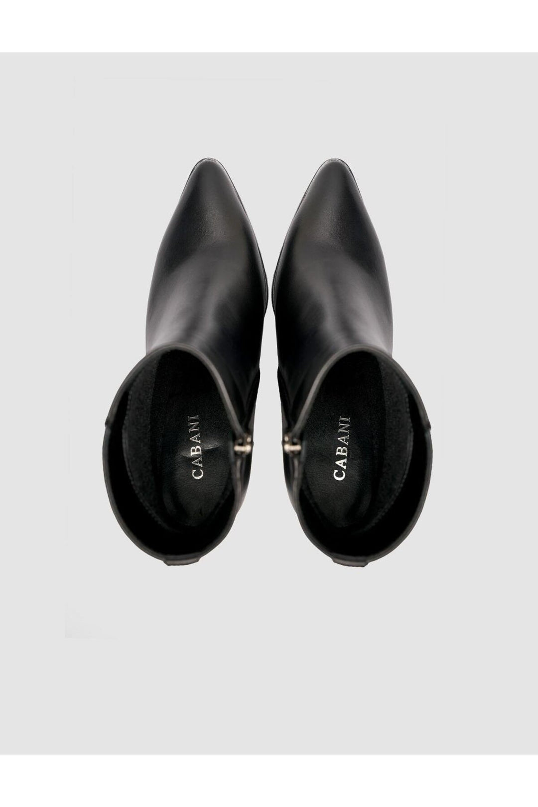 Cabani Shoes Bottines à talons pour femmes en cuir véritable, noires, à fermeture éclair. - Multicolore