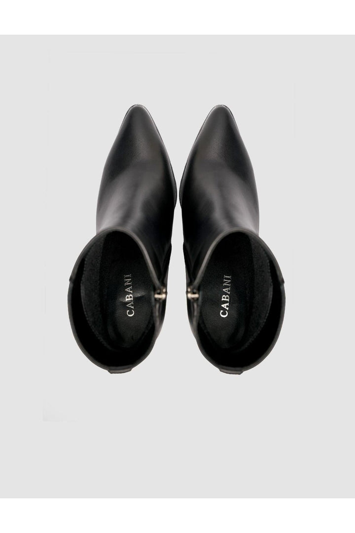 Cabani Shoes Bottines à talons pour femmes en cuir véritable, noires, à fermeture éclair. - Multicolore