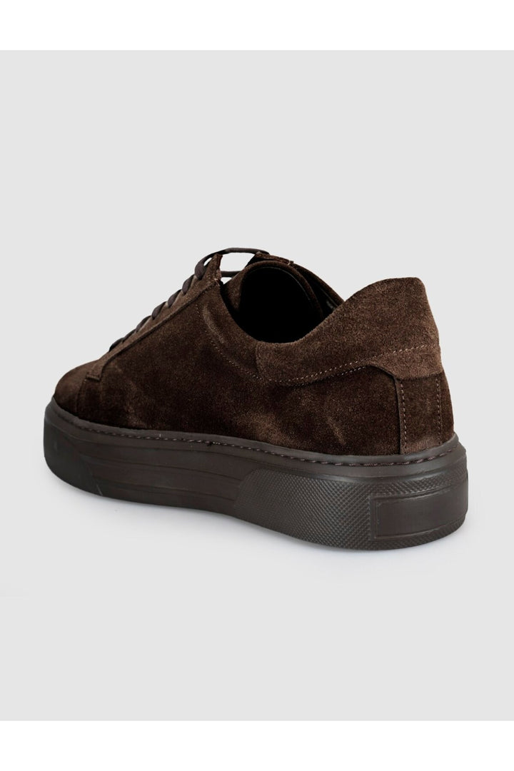 Cabani Shoes Baskets décontractées pour hommes en cuir suédé véritable marron - Marron