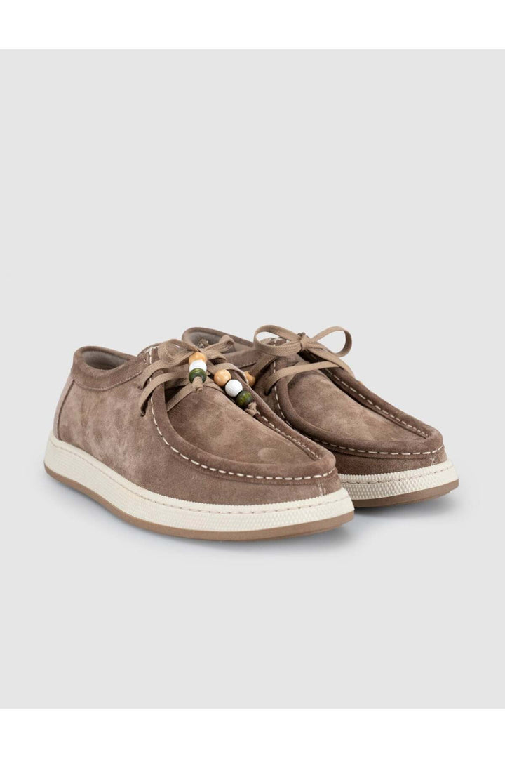 Cabani Shoes Chaussures de ville pour femmes en cuir véritable suédé beige à lacets. - Marron
