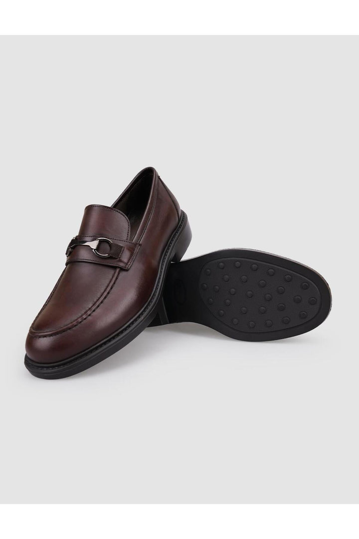 Cabani Shoes %100 Cuir véritable Mocassins pour hommes à boucle marron - Marron