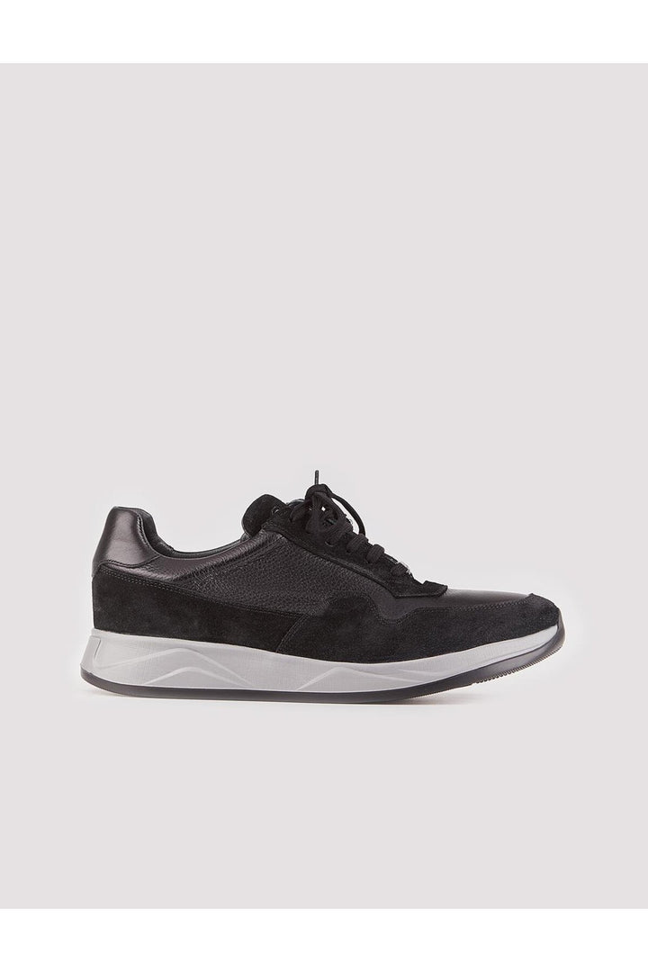 Cabani Shoes Chaussures de sport pour hommes en cuir véritable noires à lacets - Noir