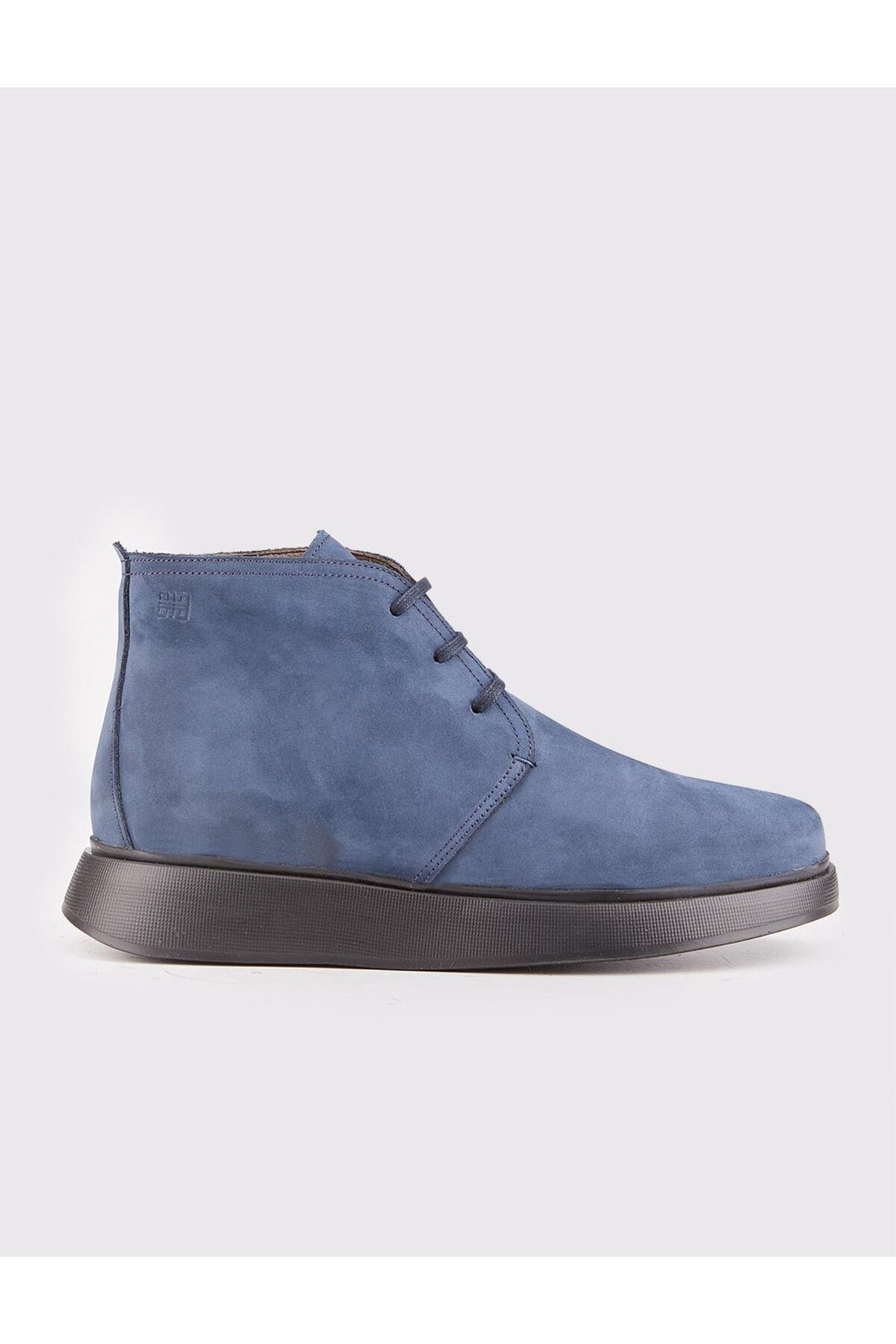 Cabani Shoes Bottines pour hommes en cuir véritable bleu marine à lacets. - Bleu marine