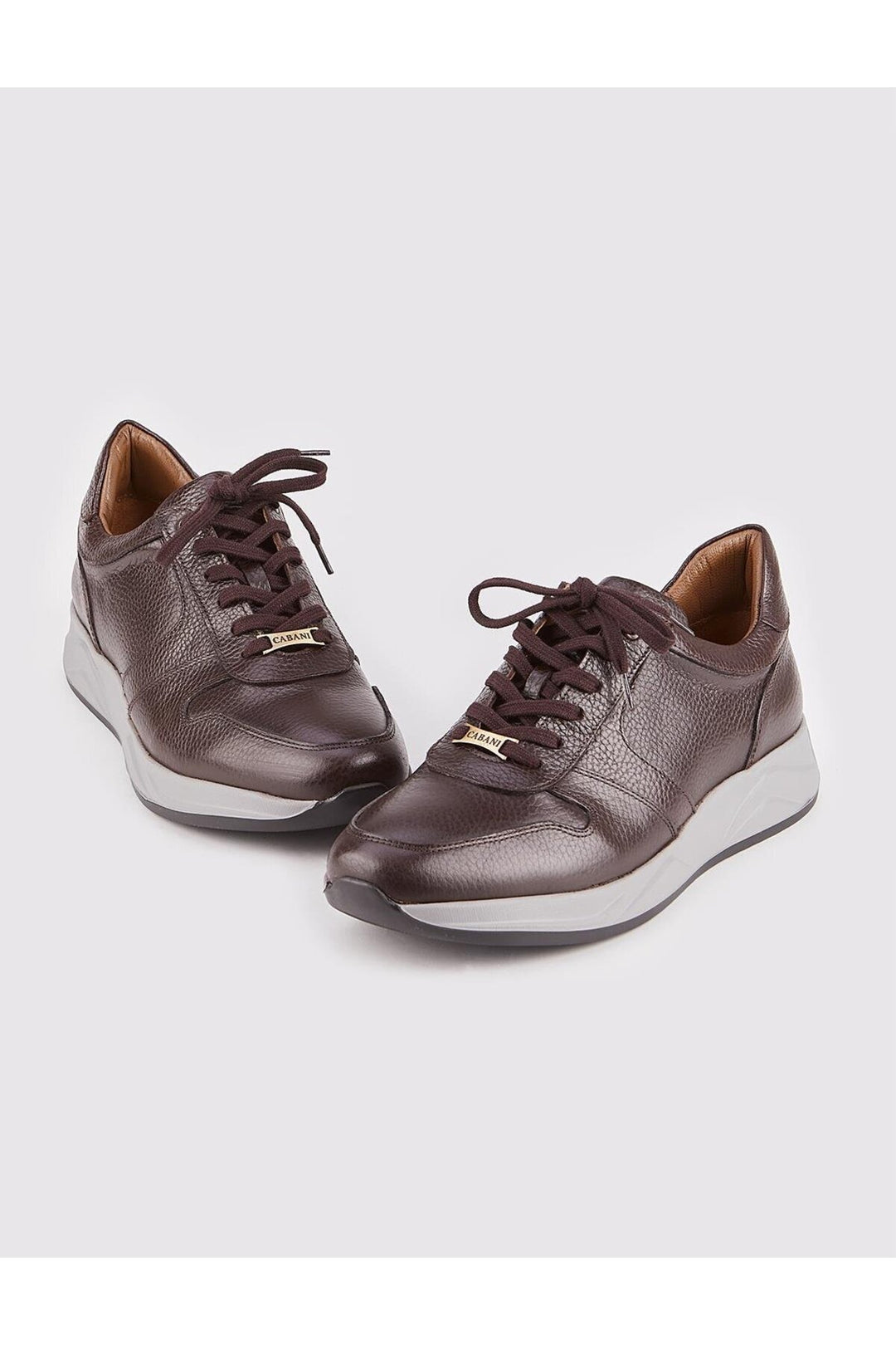 Cabani Shoes Chaussures de sport pour hommes en cuir véritable marron avec lacets, design spécial. - Marron