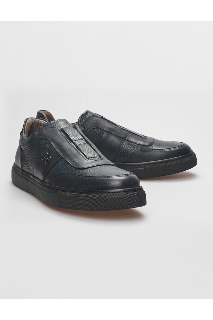 Cabani Shoes Chaussures de sport pour hommes en cuir véritable bleu marine - Bleu marine