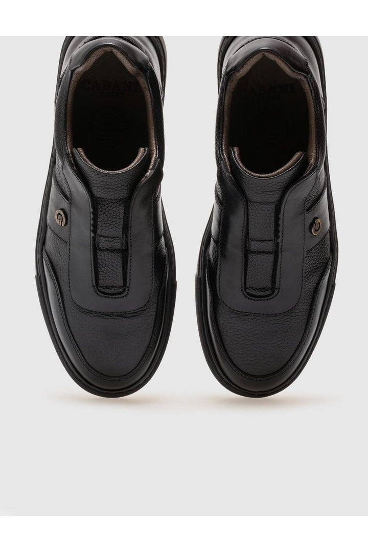 Cabani Shoes Chaussures de sport pour hommes en cuir véritable noir - Noir