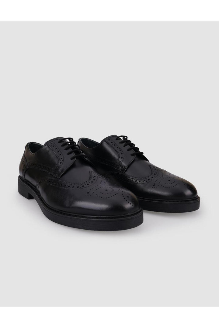 Cabani Shoes Chaussures de ville pour hommes en cuir véritable noir à lacets 100% - Noir