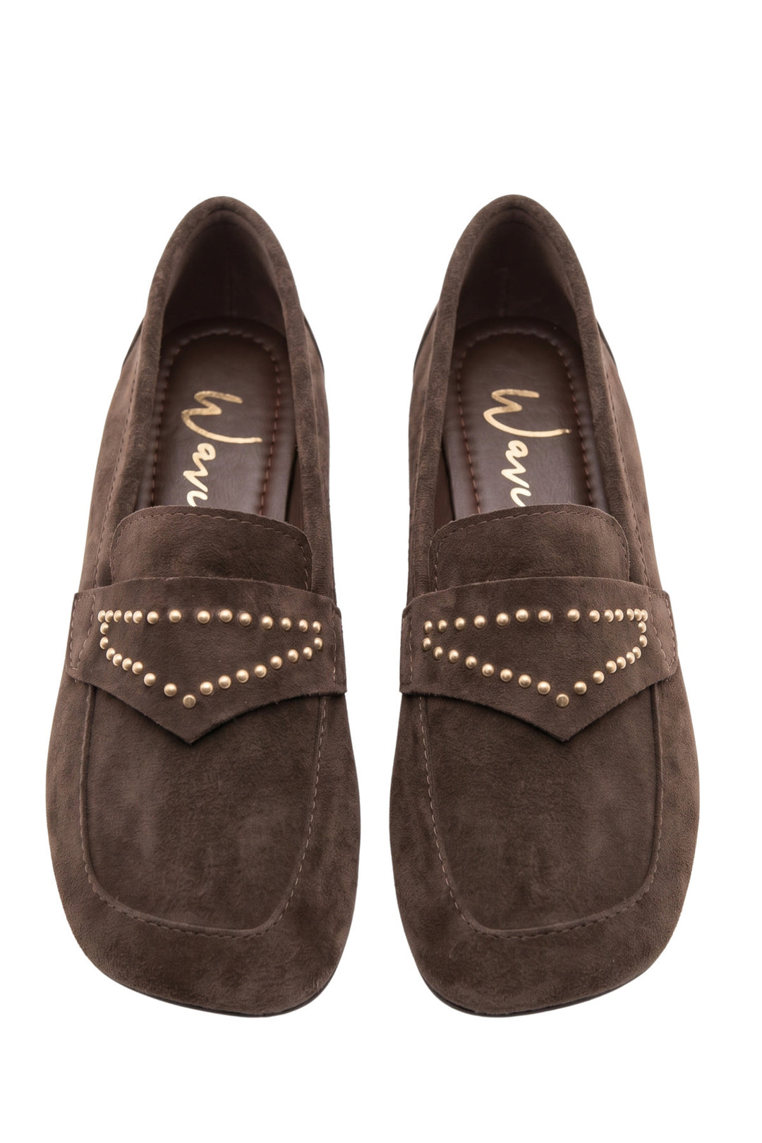 Wavelys RON Chaussures Ballerines en Cuir Suédé Marron à Talon Bas Confortable - Marron