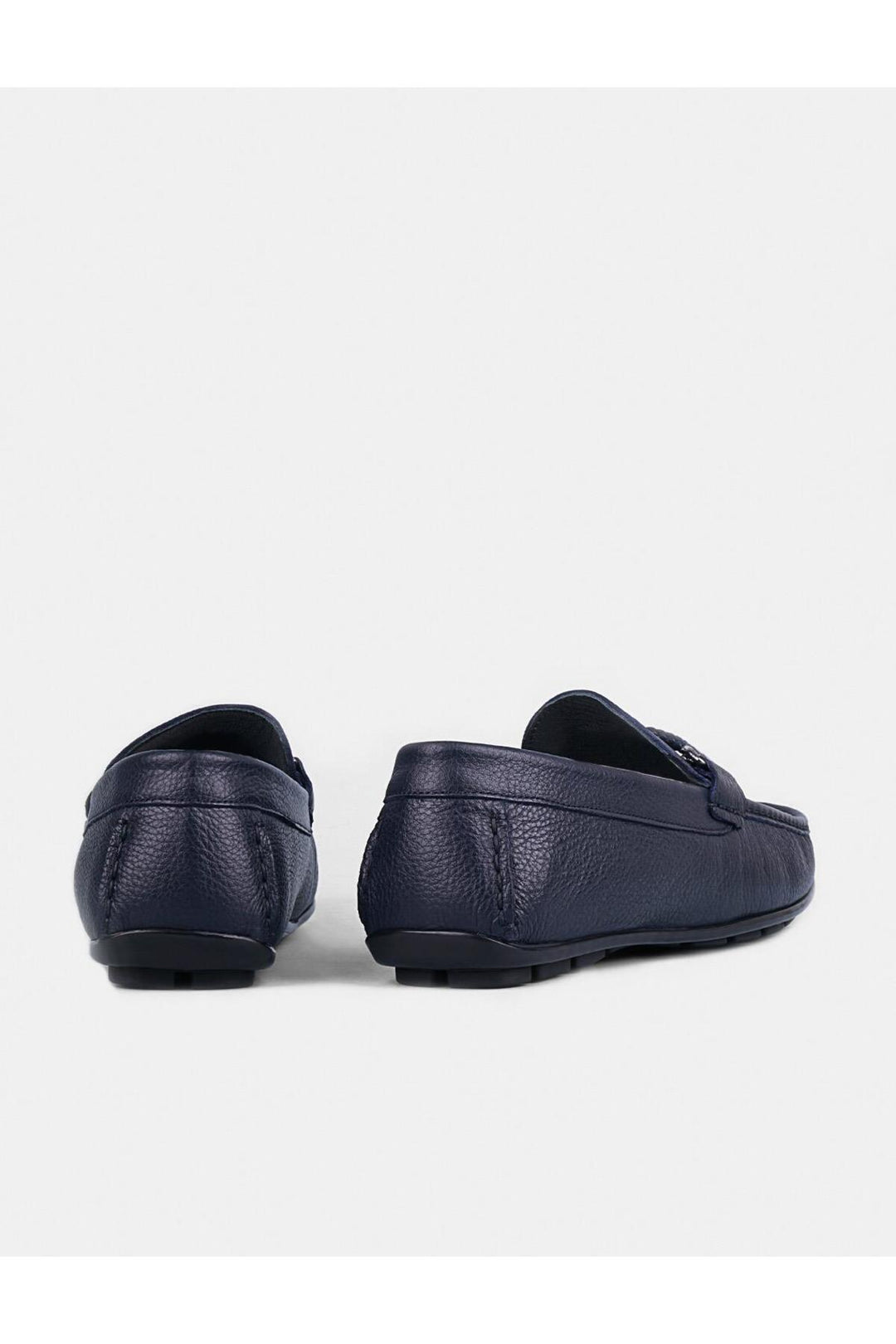 Cabani Shoes Chaussures Loafer pour hommes en cuir véritable bleu marine avec détails de ceinture. - Bleu marine