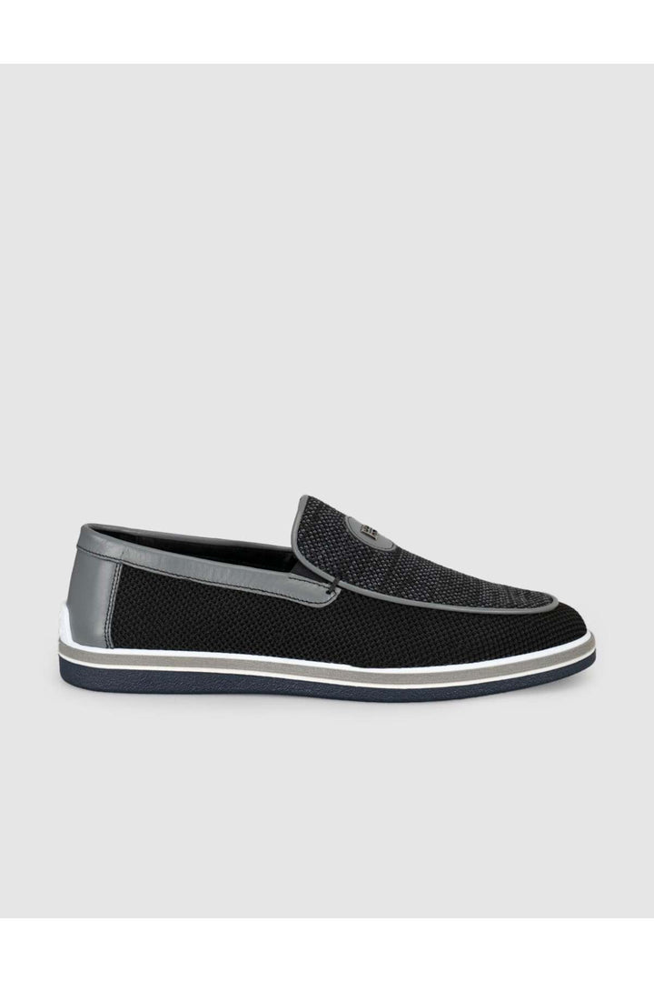 Cabani Shoes Mocassins noirs pour hommes avec détails en tricot - Multicolore