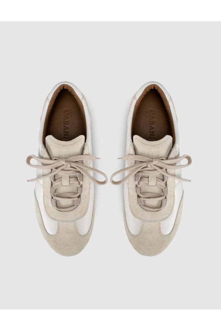 Cabani Shoes Chaussures de sport pour femmes en suède latte en cuir véritable - Beige