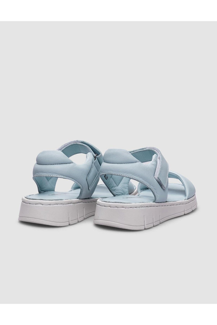 Cabani Shoes Sandales pour femmes en cuir véritable 100% à fermeture velcro bleue - Multicolore