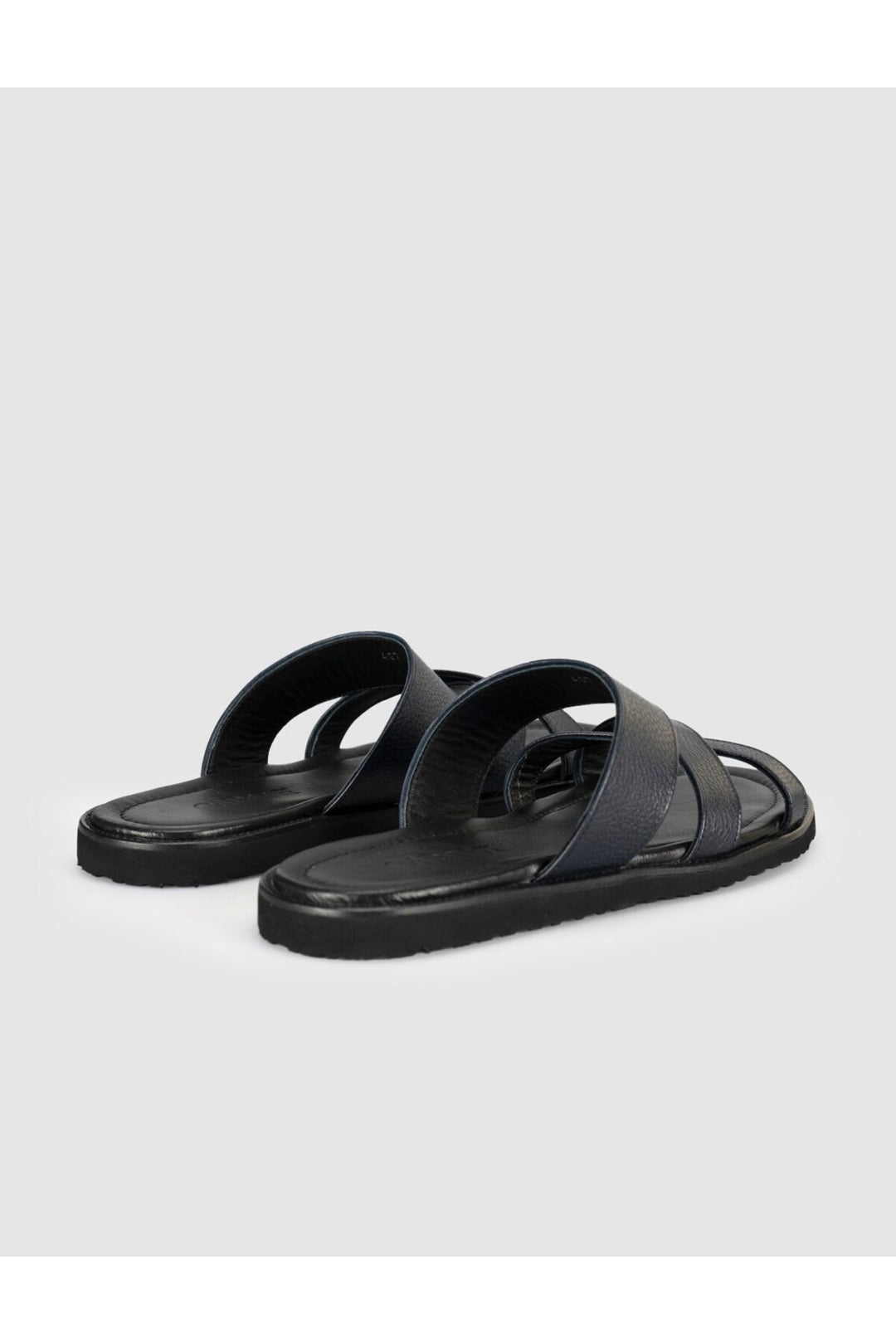 Cabani Shoes Sandales pour hommes en cuir véritable à bande croisée noires - Bleu marine