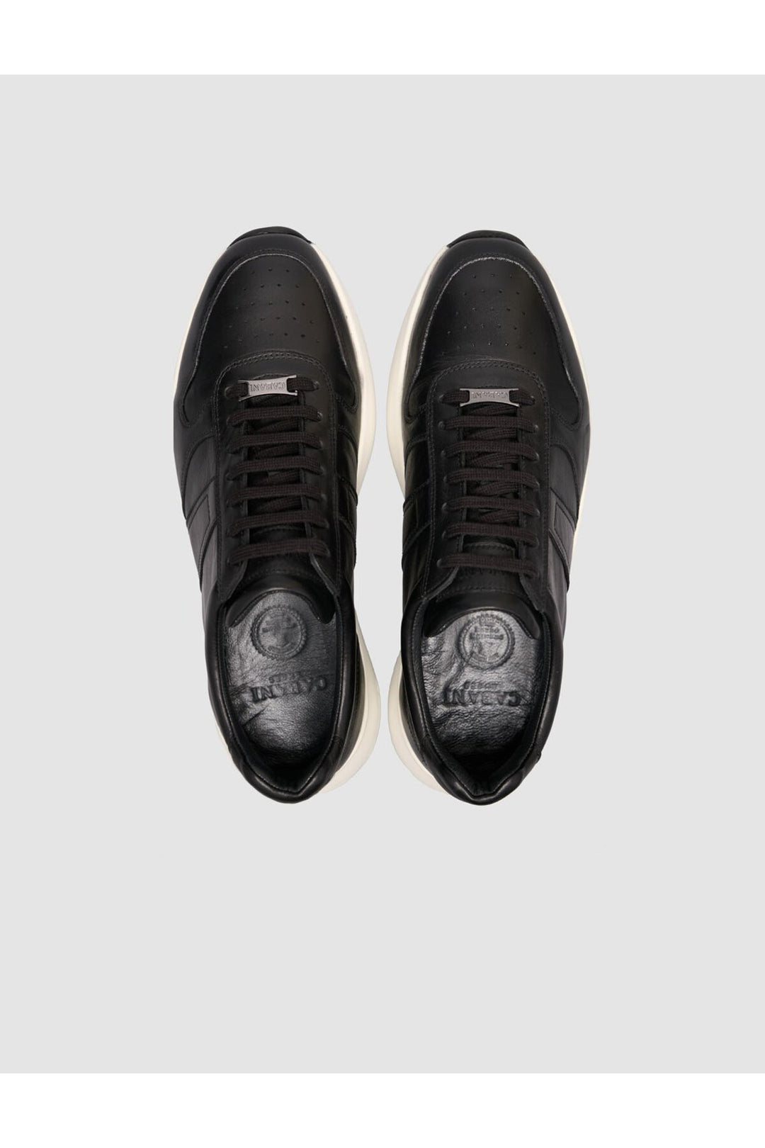 Cabani Shoes %100 Cuir véritable texturé Noir Napa Baskets à lacets pour homme - Multicolore
