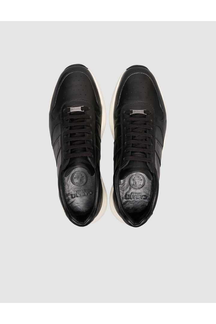 Cabani Shoes %100 Cuir véritable texturé Noir Napa Baskets à lacets pour homme - Multicolore