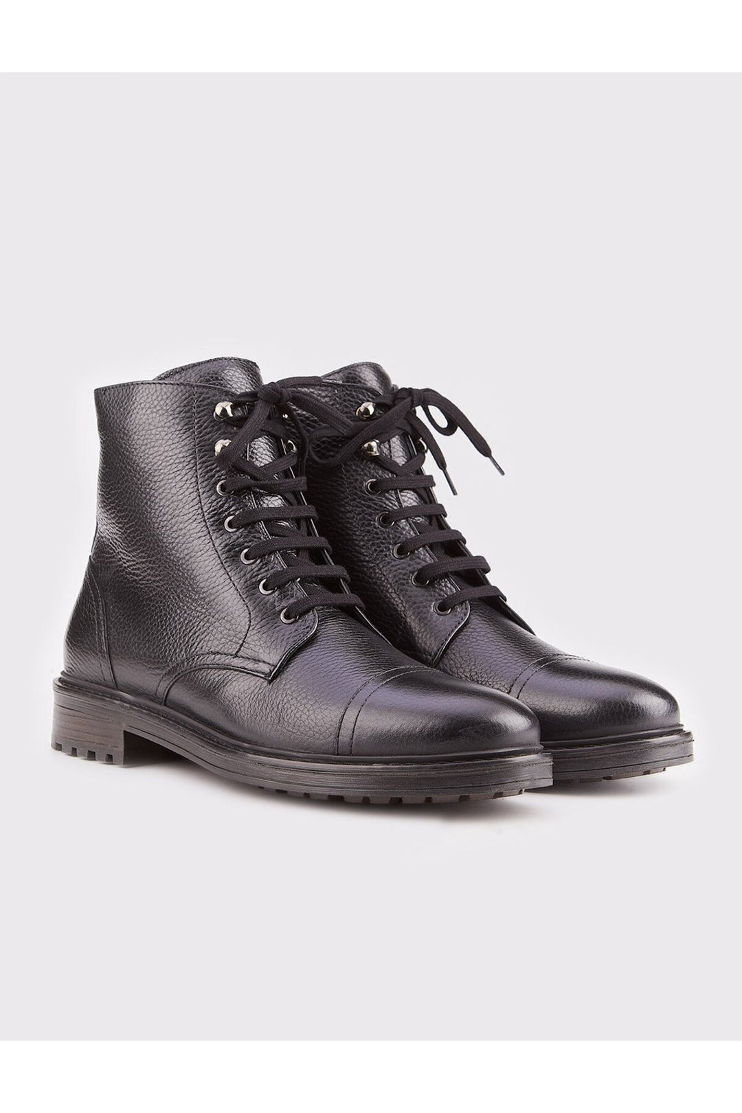 Cabani Shoes Bottines homme en cuir véritable à lacets et fermeture éclair, semelle thermo, noires. - Noir