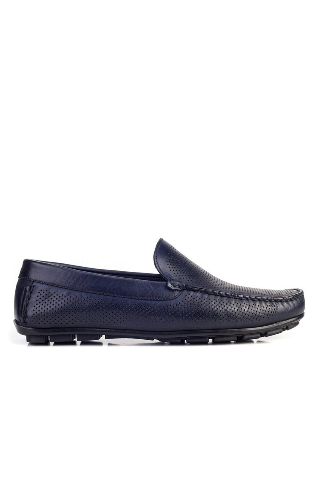Cabani Shoes Loafer pour homme en cuir véritable découpé au laser bleu marine - Bleu marine
