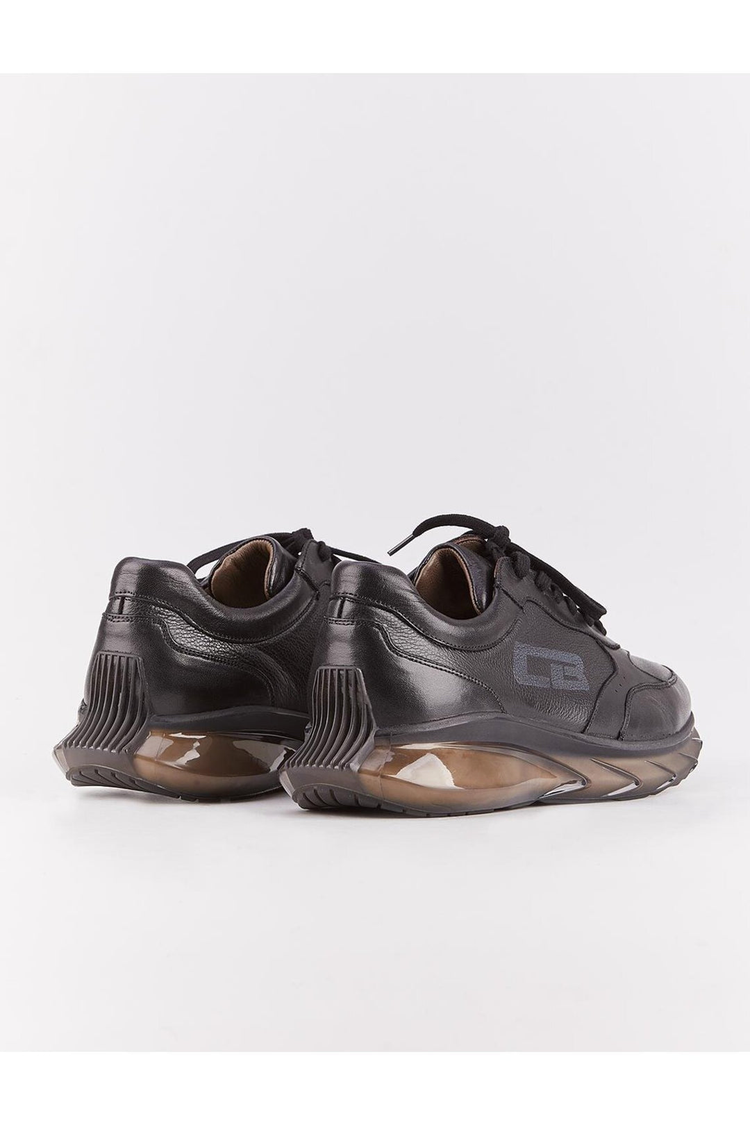Cabani Shoes Chaussures de sport pour hommes en cuir véritable, noires, à lacets, saisonnières. - Noir