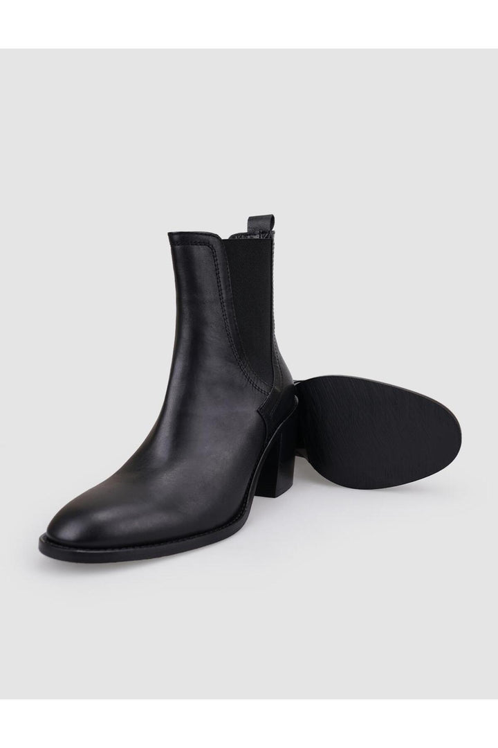 Cabani Shoes Bottines à talons pour femmes en cuir véritable noir 100% - Multicolore