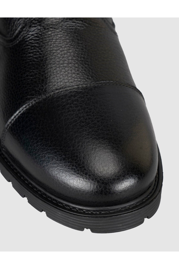 Cabani Shoes Bottines classiques pour hommes en cuir véritable avec fourrure noire et fermeture éclair - Multicolore