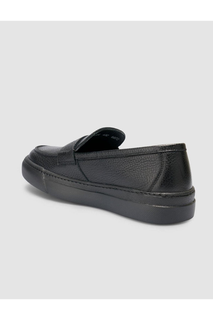 Cabani Shoes %100 Cuir véritable Mocassins pour hommes à bande noire - Noir